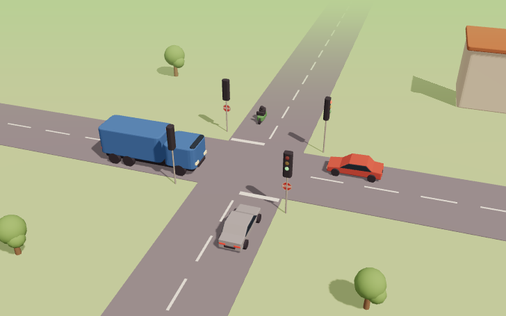 Intersection avec feu et panneau Stop