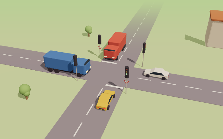 Intersection avec feu et signalisation