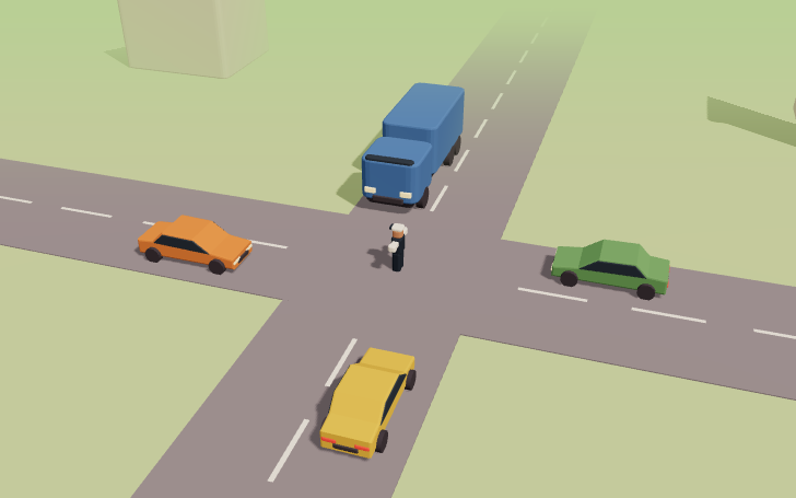 Intersection avec agent de police