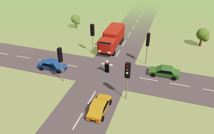 Intersection avec agent de police